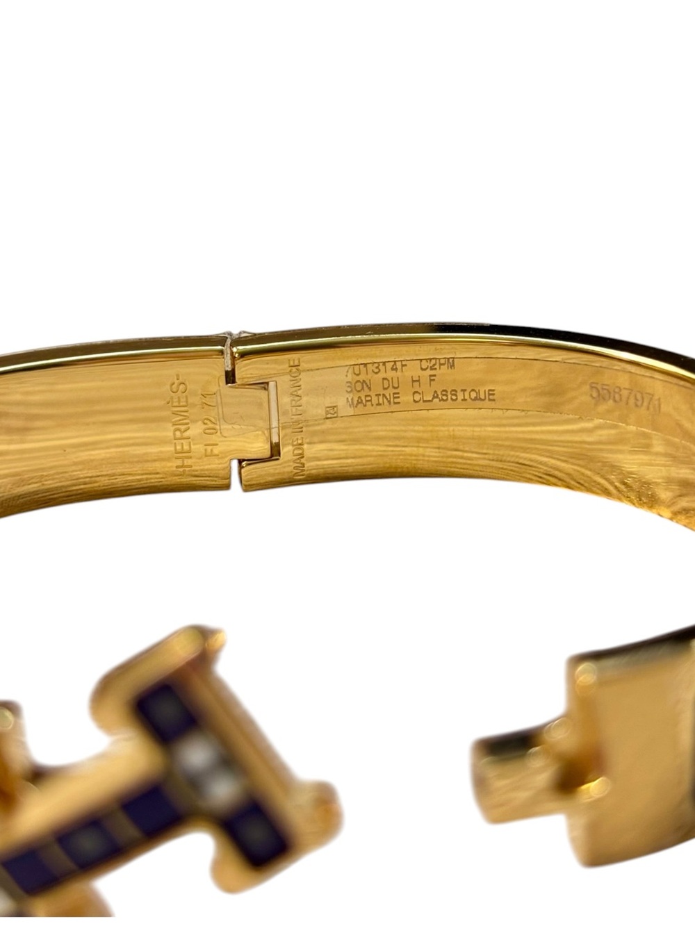 Hermès Clic H Son du H Marine Classique PM Enamel Bracelet Gold Rare - Picture 13 of 14